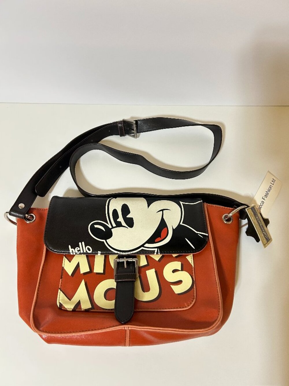 NWT Disney Mickey Mouse Cross Body Bag Leather Brown and Black